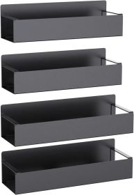 Magnetic Spice Rack for Refrigerator, 4 Pack Fridge Magnet Organizer Magnetic Shelf for Refrigerator and Microwave Oven Metal Fridge Shelf for Kitchen (type: baffle)